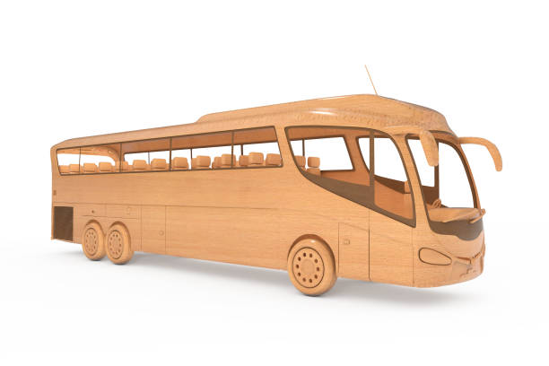 istock Abstract Wooden Toy Coach Tour Bus. 3d Rendering 912672084