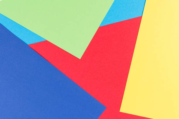 istock Color papers geometry flat composition background with yellow, green, red and blue tones 912682412