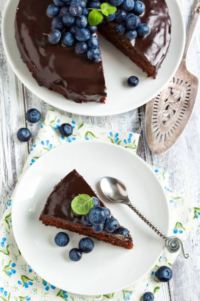 istock Chocolate almond cake with blueberry 912689602
