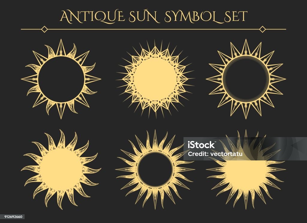 Mystiques icônes Vintage étoile - clipart vectoriel de Lumière du soleil libre de droits