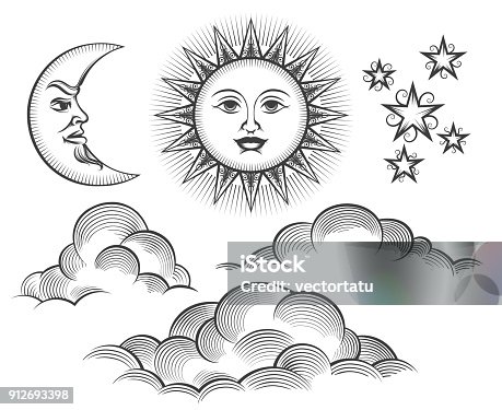 430 Moon And Clouds Tattoo Illustrations & Clip Art - iStock