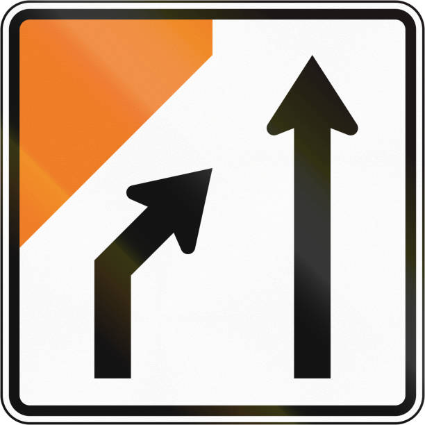 istock New Zealand road sign - Left lane closed ahead 912693880