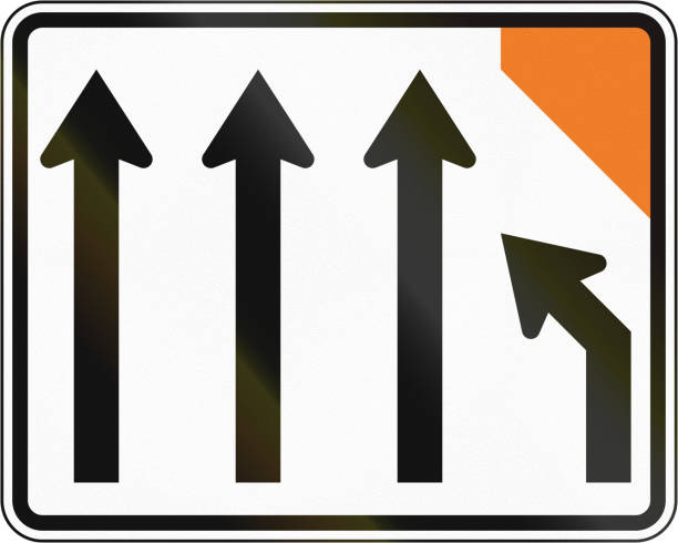 istock New Zealand road sign - Right lane closed ahead 912695636