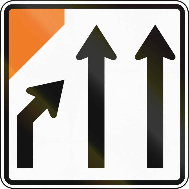istock New Zealand road sign - Left lane closed ahead 912696334