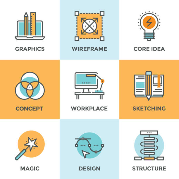 Design development line icons set vector art illustration