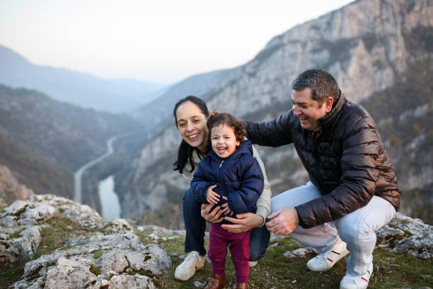 istock Happy family on mountain top 912697018