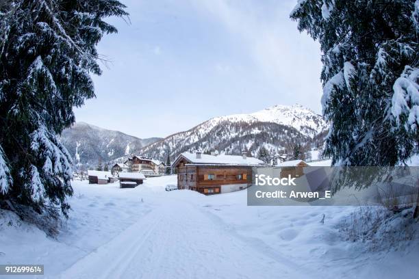 Snowy Winter Landscapes Of Italian Dolomites Stock Photo - Download Image Now - Winter, Outdoors, Trentino
