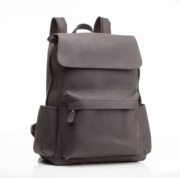 istock Grey nubuck leather unisex casual backpack 912701062