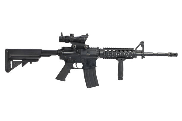istock M4 Carbine with ACOG optic and a foregrip isolated 912702014