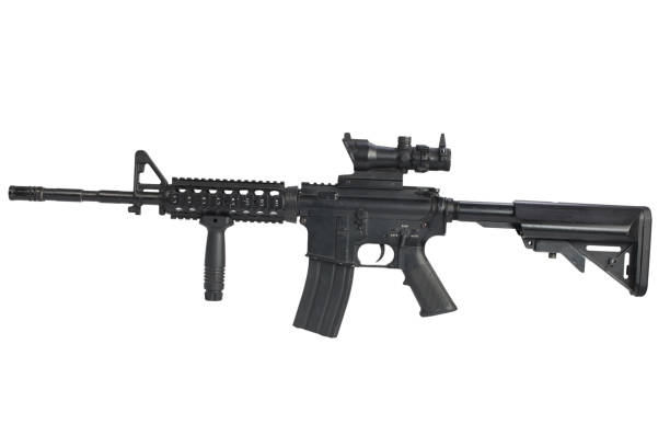 istock M4 Carbine with ACOG optic and a foregrip isolated 912702078