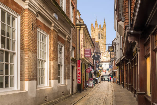 캔터베리 대성당 도살 레인, 캔터 버 리에서 본 - england cathedral church architecture 뉴스 사진 이미지