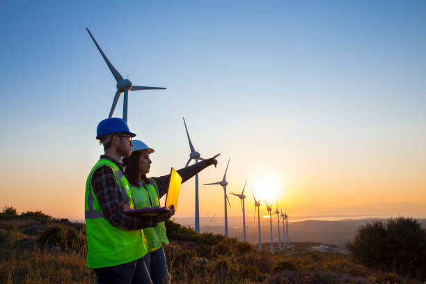 풍력 터빈의 엔지니어 - energy fuel and power generation wind turbine outdoors 뉴스 사진 이미지