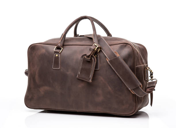 istock Brown leather men travel bag 912708108