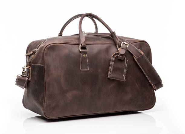 istock Brown leather men travel bag 912708120