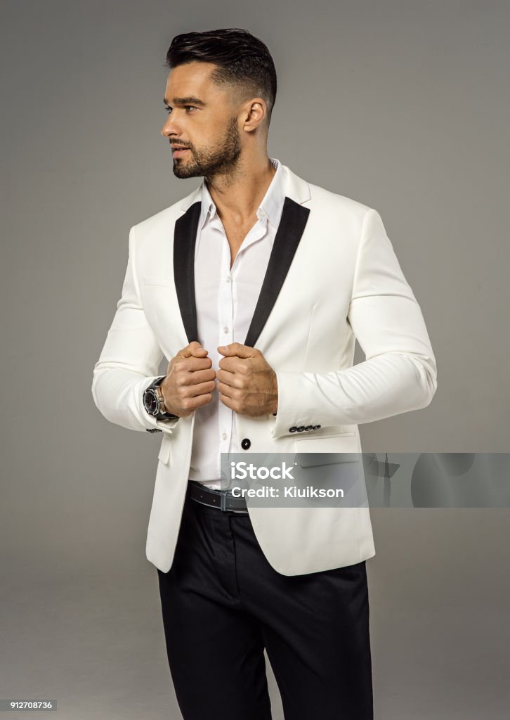 Handsome man Handsome man wear white jacket 20-29 Years Stock Photo