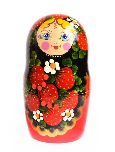 russo tradizionale giocattolo bambola matryoshka isolato - isolated on white craft traditional culture russian culture foto e immagini stock