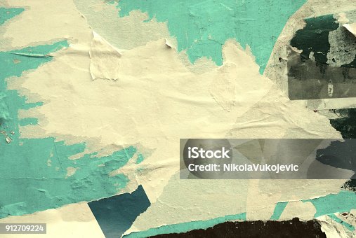 istock Blank old ripped torn crumpled posters grunge textures backgrounds 912709224