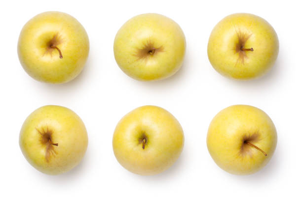 Golden Delicious Apples Isolated on White Background