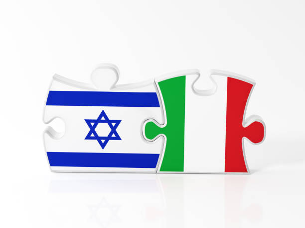 istock Jigsaw Puzzle Pieces Textured With Israeli And Italian Flags 912716352