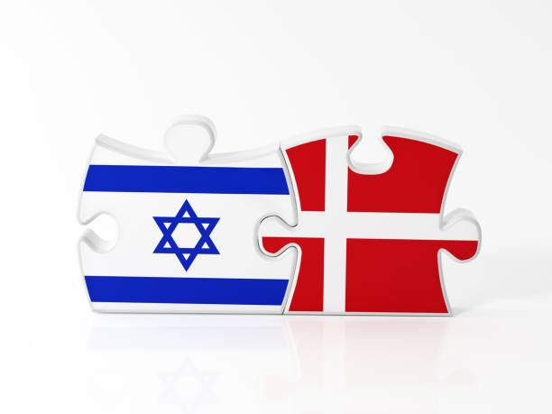 istock Jigsaw Puzzle Pieces Textured With Israeli And Danish Flags 912716602