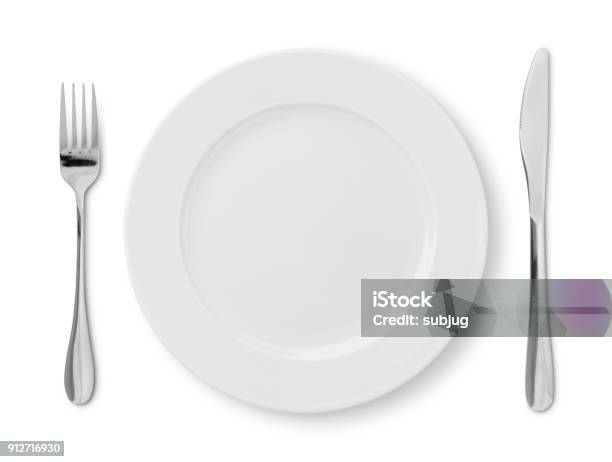 Place Setting Stock Photo - Download Image Now - Empty Plate, Food, White Background