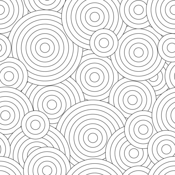 흑인과 백인 낙서 스타일에 색칠에 대 한 완벽 한 패턴입니다. 소용돌이, 곱슬 - wallpaper pattern seamless pattern geometric shape stock illustrations