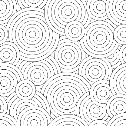 Black and white seamless pattern for coloring book in doodle style. Swirls, ringlets.