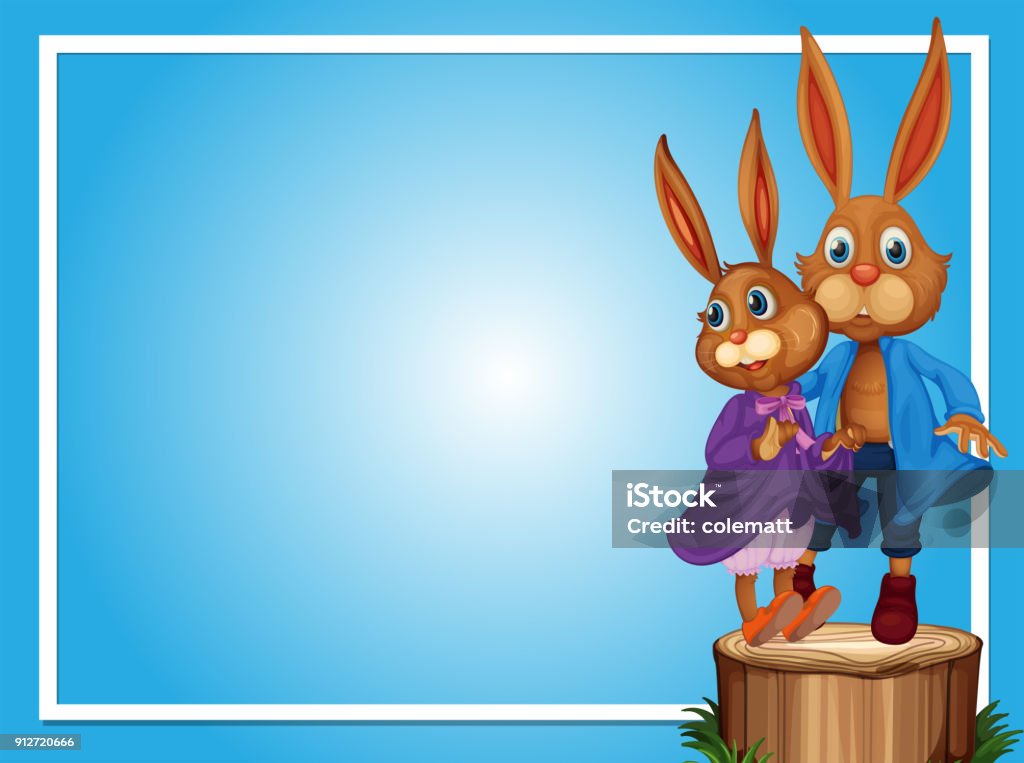 Animated Border Rabbit Border Template With Two Rabbits Stock Illustration - Download Image ...