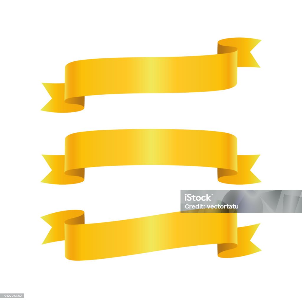 Set of golden ribbon bannes Set of golden ribbon bannes on white background, vector illustration Award Ribbon stock vector