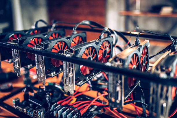 Mining rig for cryptocurrency Mining rig for cryptocurrency graphics card stock pictures, royalty-free photos & images