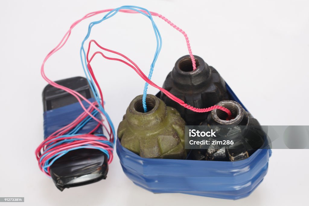 Bomb Improvised Explosive Device Isolated On White Stock Photo - Download ...