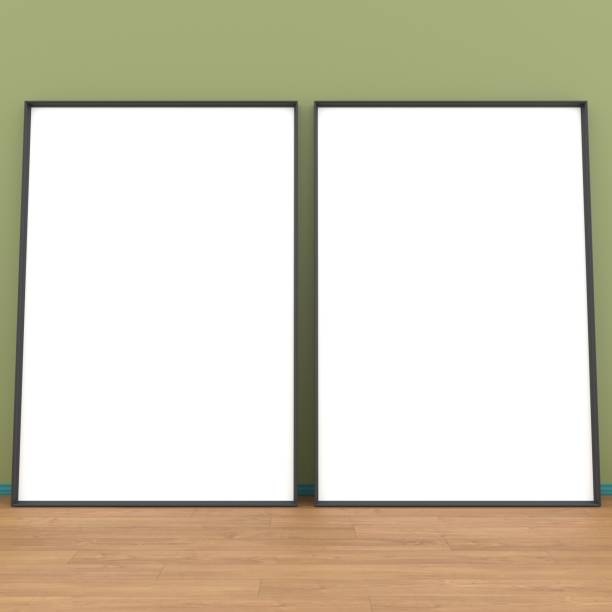 istock Mock up room, two white posters on green wall 3D rendering 912745328