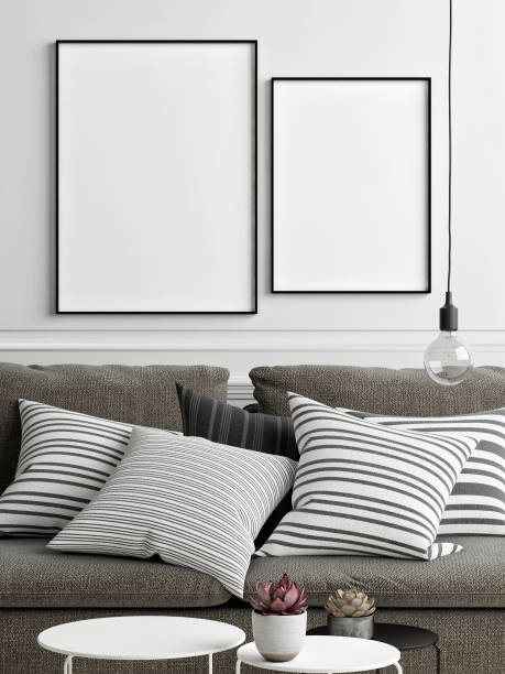 istock Scandinavian Home with Mock up posters 912745630
