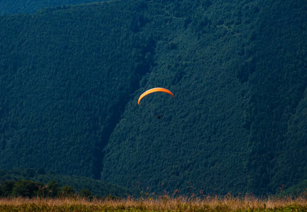 istock Paraglider flies over a mountain valley on a sunny summer day. 912747962