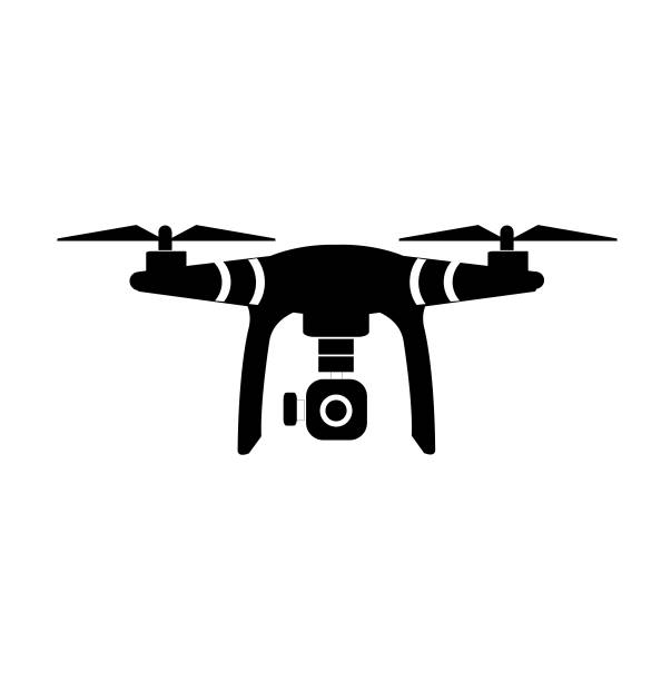 Drone with camera (vector).UAV drone copter. Drone with camera (vector).UAV drone copter. Photo and video drone icon (vector).drone copter flying with digital camera.Unmanned Aerial Vehicle with high resolution digital camera. drone illustrations stock illustrations