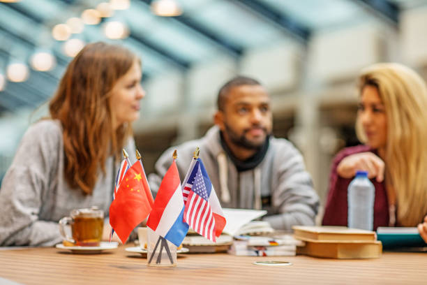 istock Multi ethnic university adult students learning languages together in a study hall 912751086