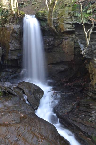Woodland Waterfall Winter Lumsdale Valley Derbyshire UK