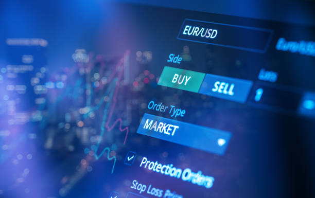 istock Financial trading chart at digital display 912766296