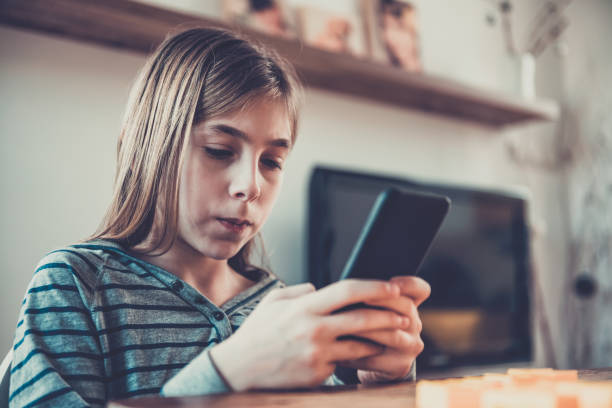 istock Girl using smart phone at home 912769486