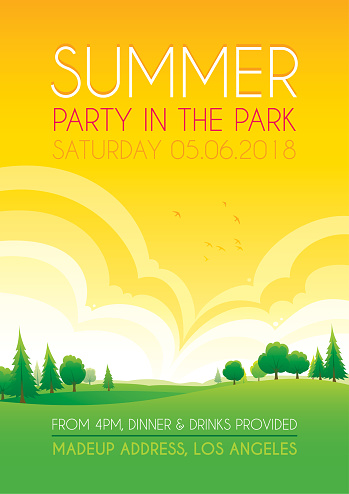 Bright summer party in the park vector background design