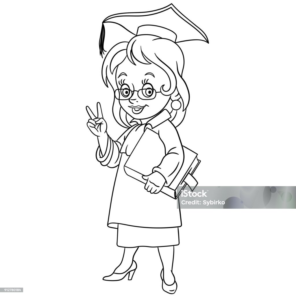Cartoon Girl Graduating School Stock Illustration - Download Image Now -  Black And White, Cartoon, Graduation - iStock