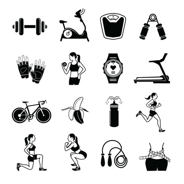 fitness-icon - tape measure slim women dieting stock-grafiken, -clipart, -cartoons und -symbole