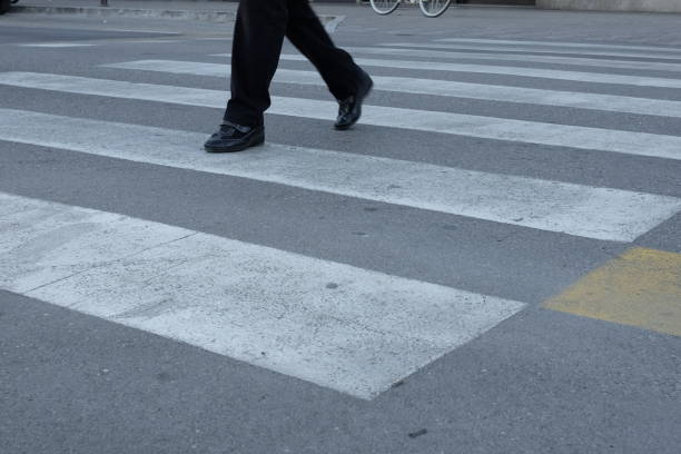 istock Isolated people crosses zebra crossing 912803334