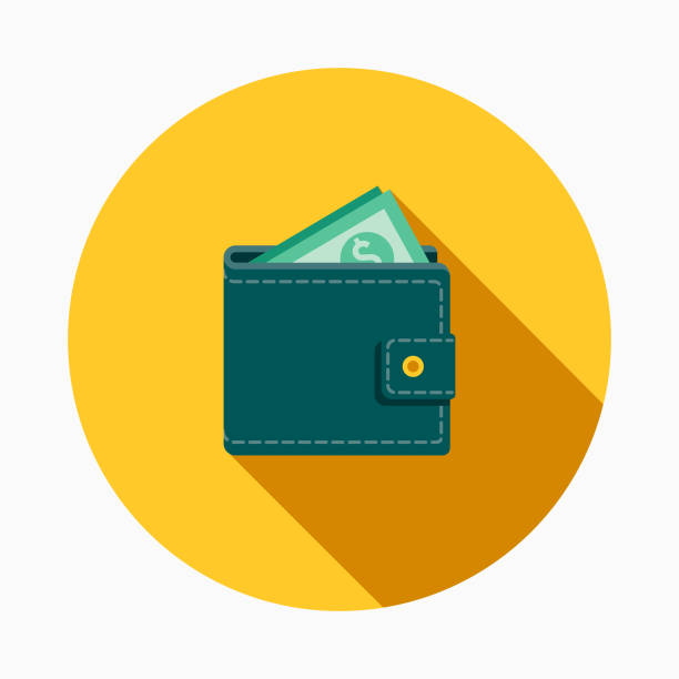 Wallet Flat Design E-Commerce Icon A flat design styled shopping & e-commerce icon with a long side shadow. Color swatches are global so it’s easy to edit and change the colors. wallet illustrations stock illustrations