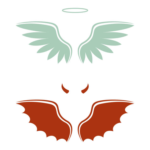 Cartoon Devil And Angel Good And Bad Choice Wings Horns And Halo Stock  Illustration - Download Image Now - iStock