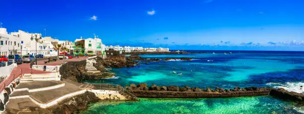 Photo of Traditional fishermen village Punta Mujeres with natural swimming pools. Lanzarote, Canary islands