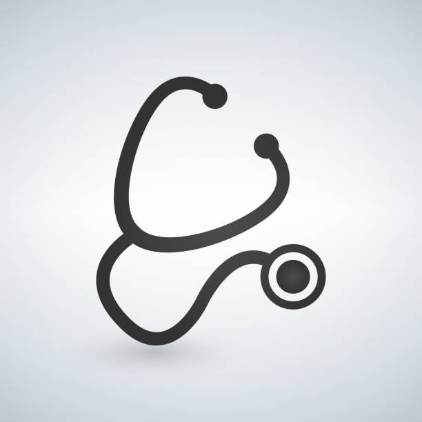 stethoskop symbol medical health care symbol vektor-illustration. - stethoskop stock-grafiken, -clipart, -cartoons und -symbole