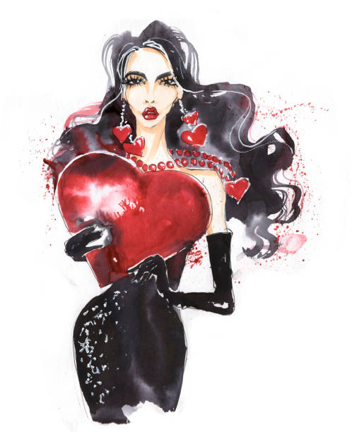 istock Girl with long hair and a heart in her hands 912833730