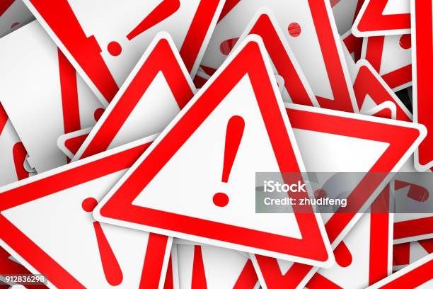 3d Triange Board With Exclamation Mark Stock Photo - Download Image Now - Danger, Warning Sign, Red