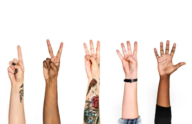 Diversity hands with numeric sign